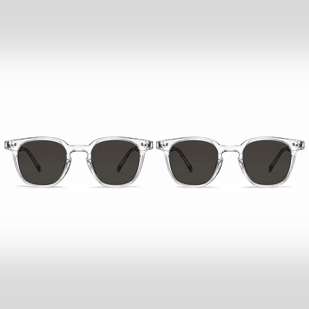 Pack Sole Intenso Crystal – due occhiali da sole Auguste con lenti grigio scuro e montature Crystal trasparenti