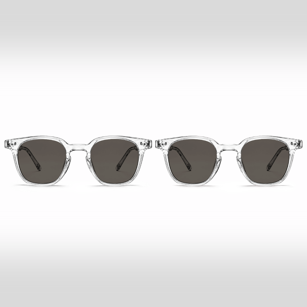Pack Giornata Luminosa Crystal – due occhiali da sole Louis con lenti grigio chiaro e montature Crystal trasparenti