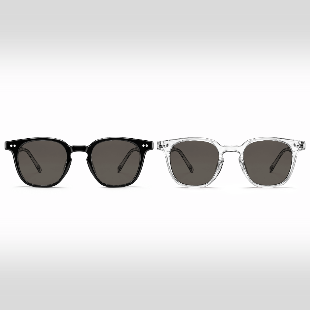 Louis Duo – occhiali da sole con lenti grigio chiaro, montature nera e Crystal trasparente