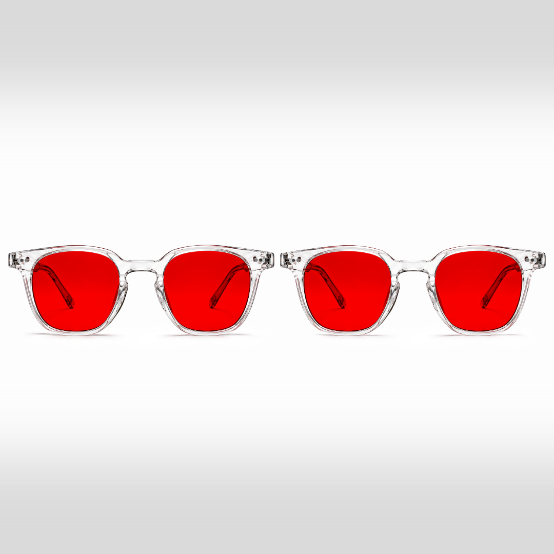 Pack Recupero Notturno Crystal – due occhiali Da Vinci con lenti rosse e montature Crystal trasparenti