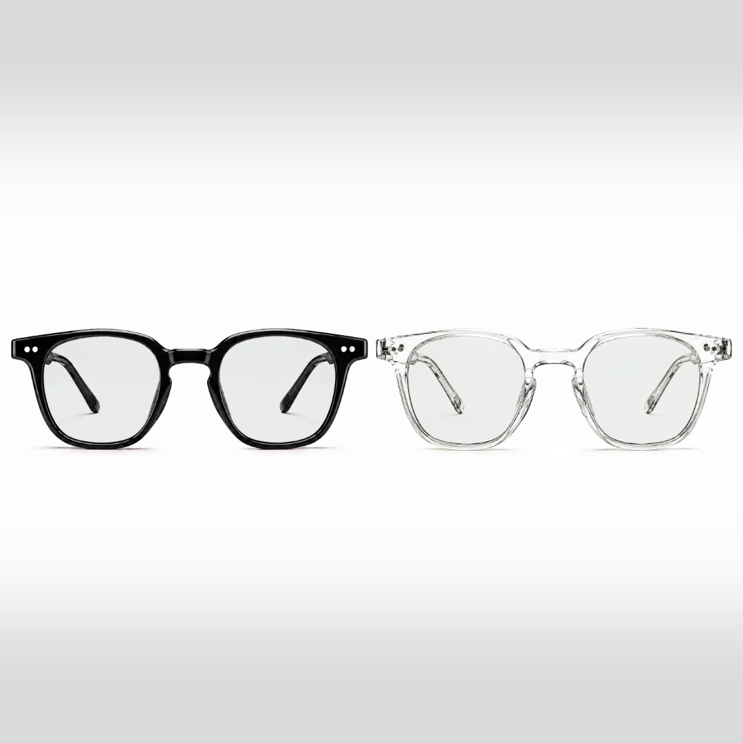Edison Duo – occhiali filtro luce blu con lenti trasparenti, montature nera e Crystal trasparente