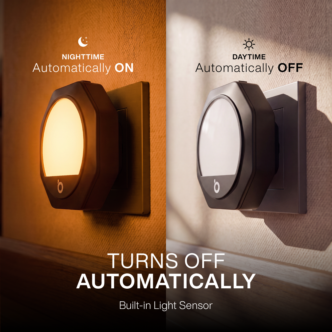 Plug-in Amber Night Light – Black Frame