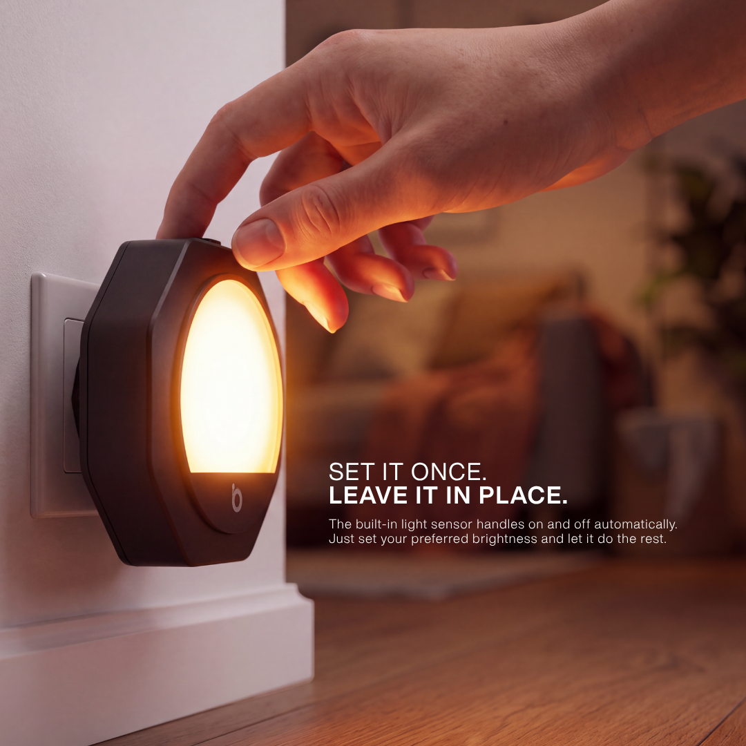 Plug-in Amber Night Light – Black Frame